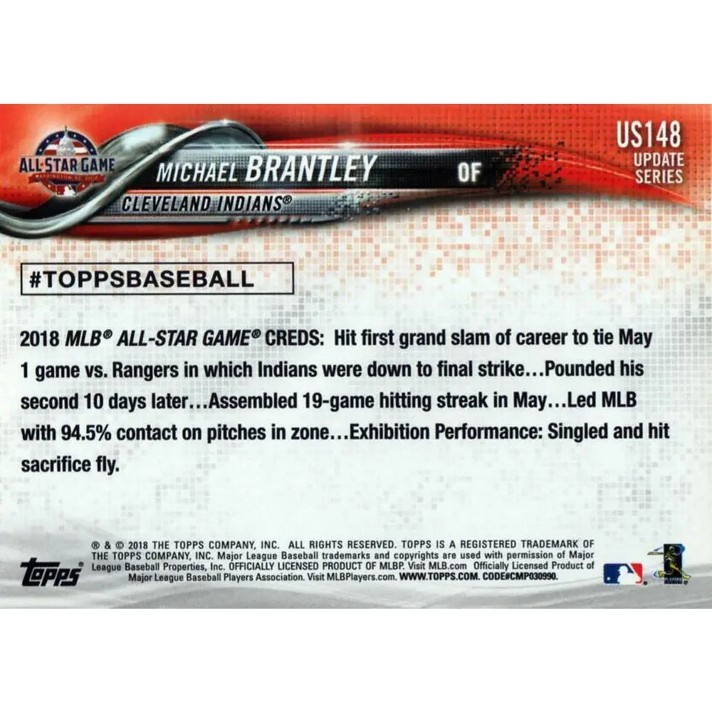 2018 Topps Update Michael Brantley ASG #US148 Cleveland Indians